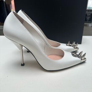 Alexander McQueen White Spiked Heels